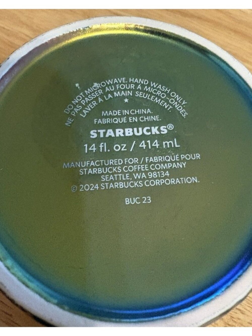 Starbucks 2024 Spring Green Siren Tail Iridescent Ceramic Mug Inside Logo - V - Picture 5 of 7
